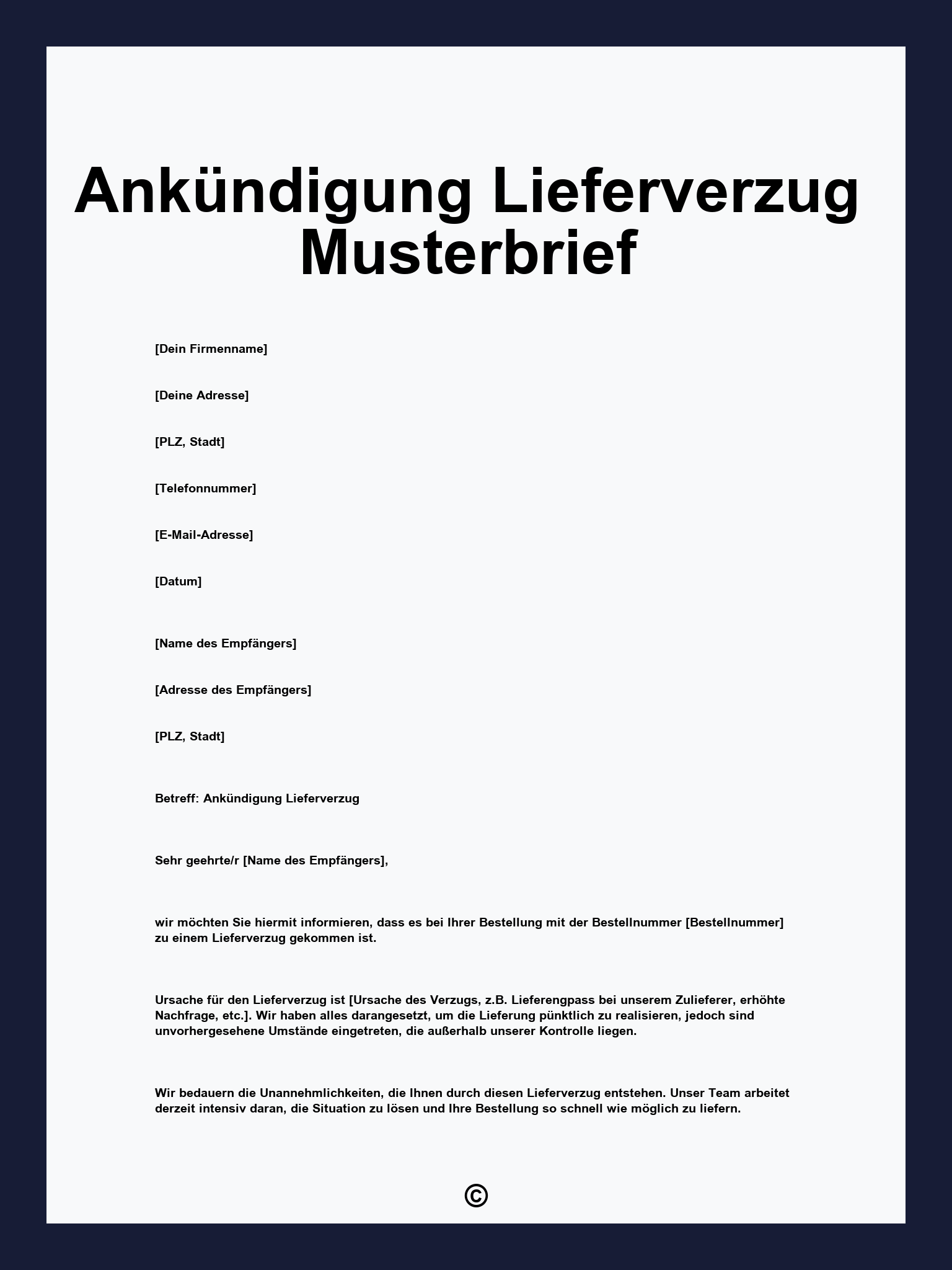 Ankündigung Lieferverzug Musterbrief