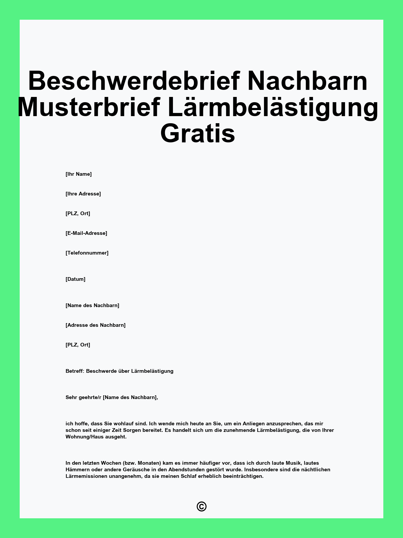 Beschwerdebrief Nachbarn Musterbrief Lärmbelästigung Gratis