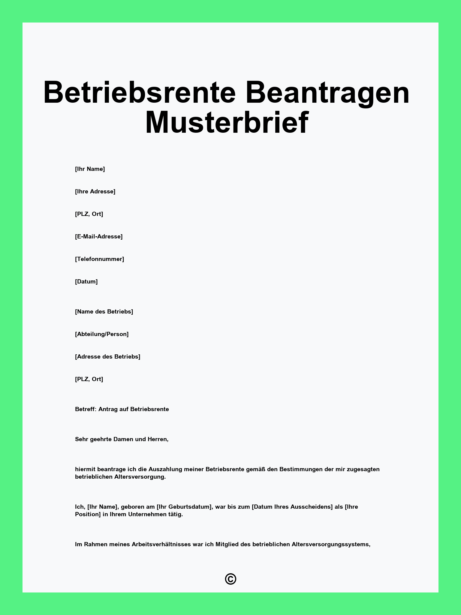 Betriebsrente Beantragen Musterbrief