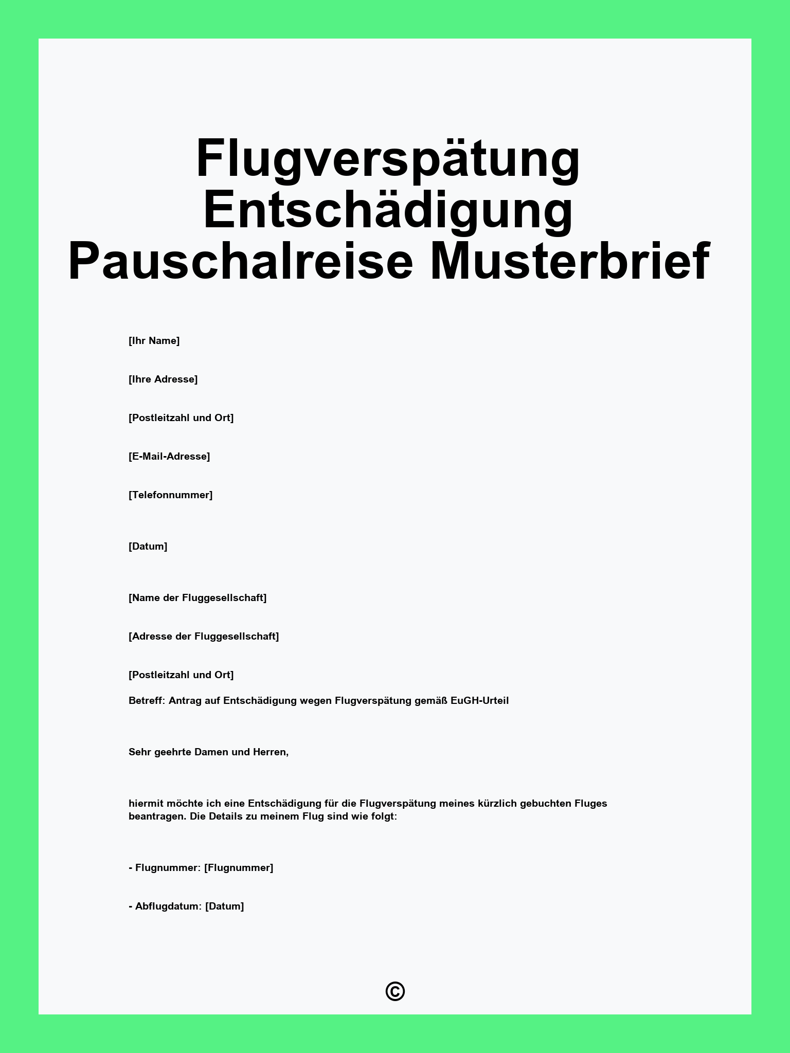 Flugverspätung Entschädigung Pauschalreise Musterbrief
