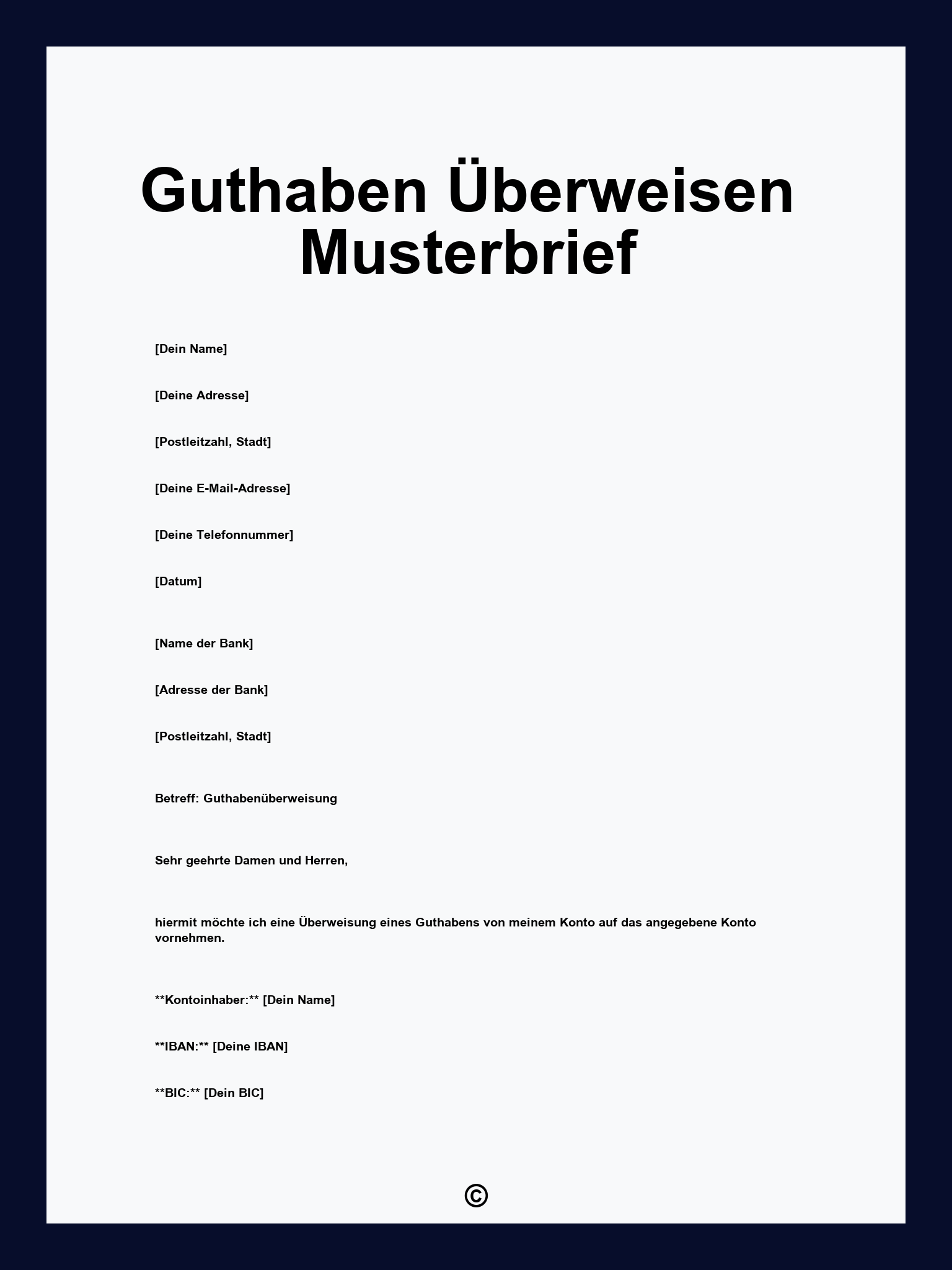 Guthaben Überweisen Musterbrief