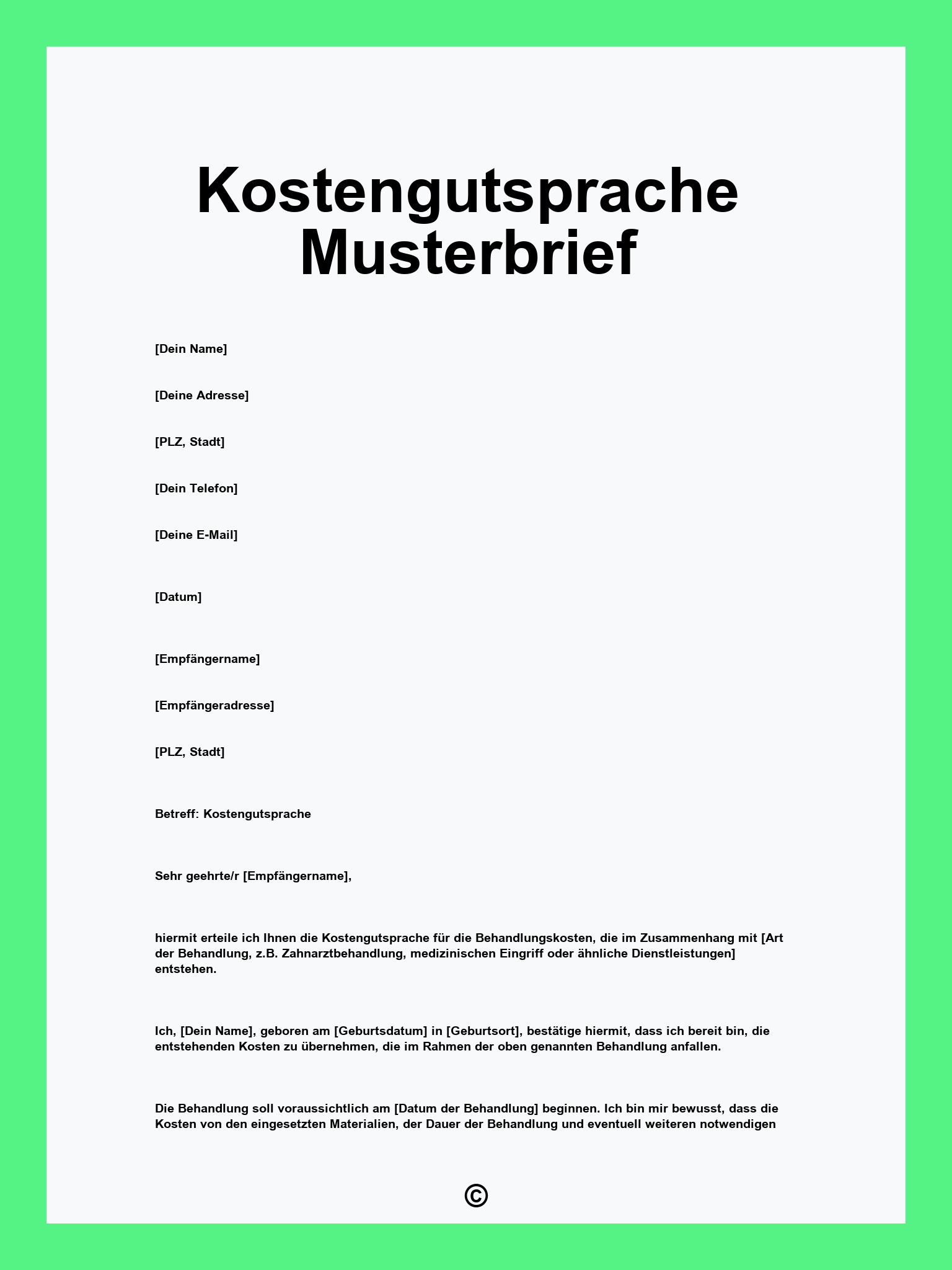 Kostengutsprache Musterbrief