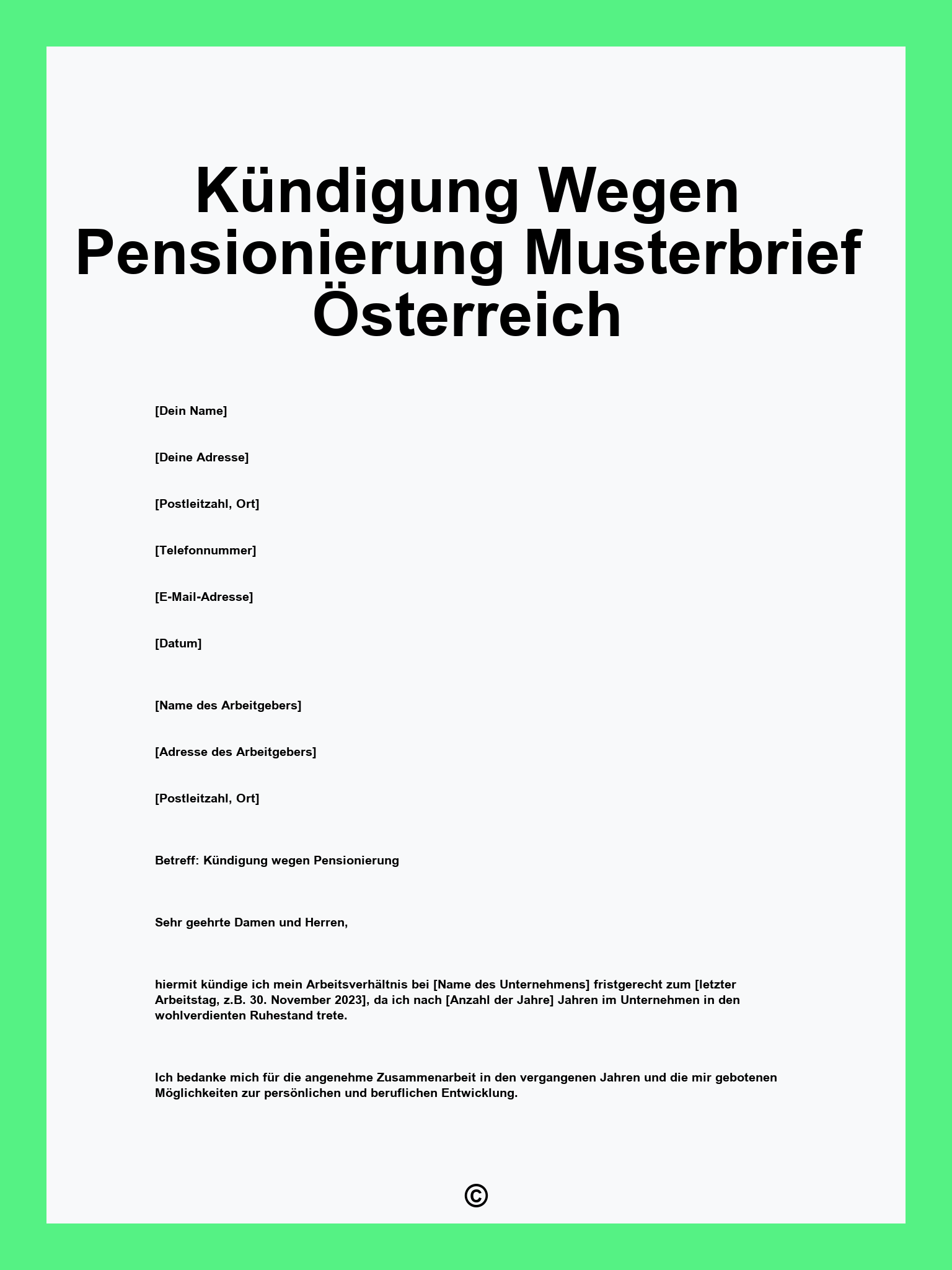 Kündigung Wegen Pensionierung Musterbrief Österreich