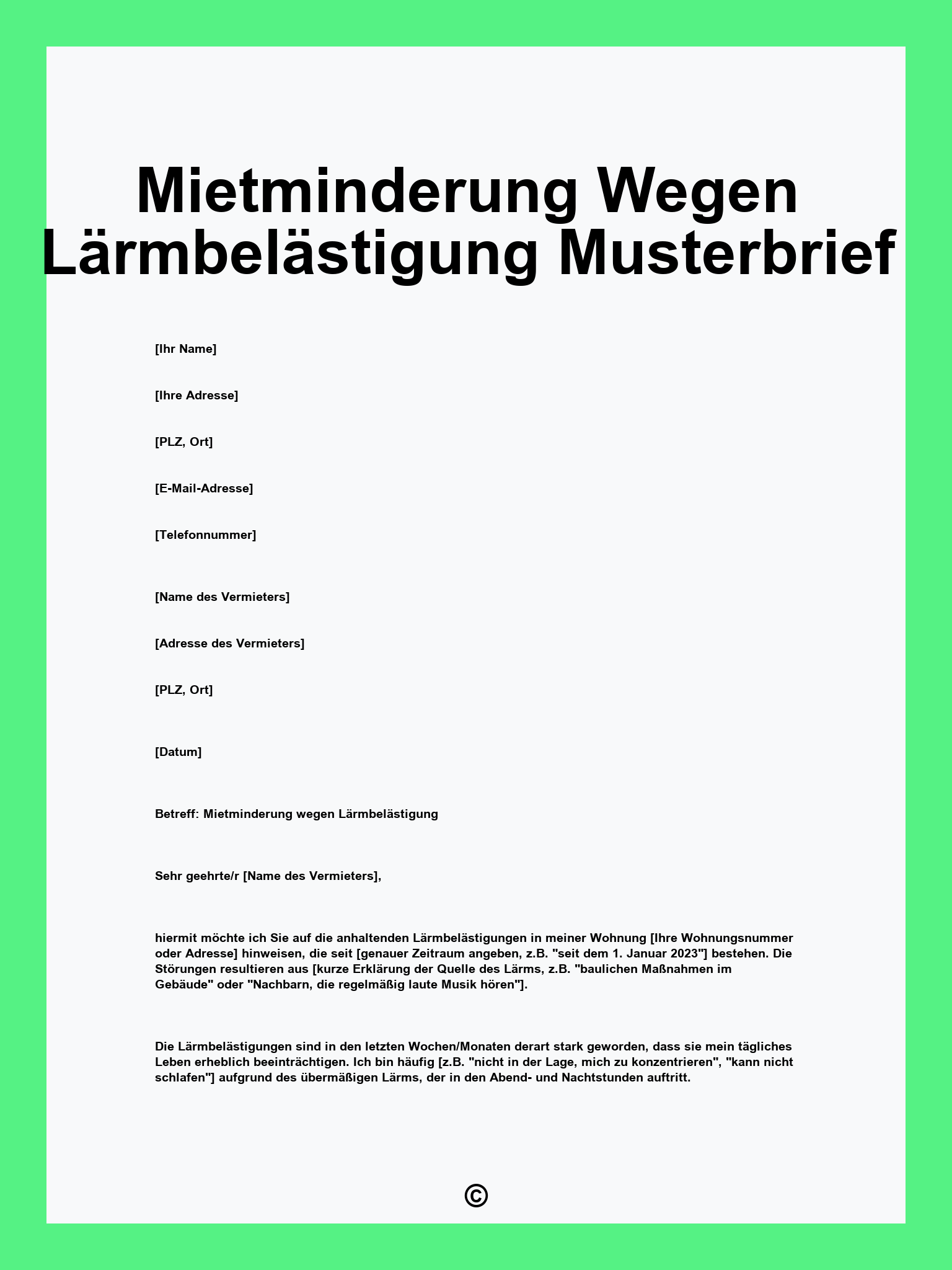 Mietminderung Wegen Lärmbelästigung Musterbrief