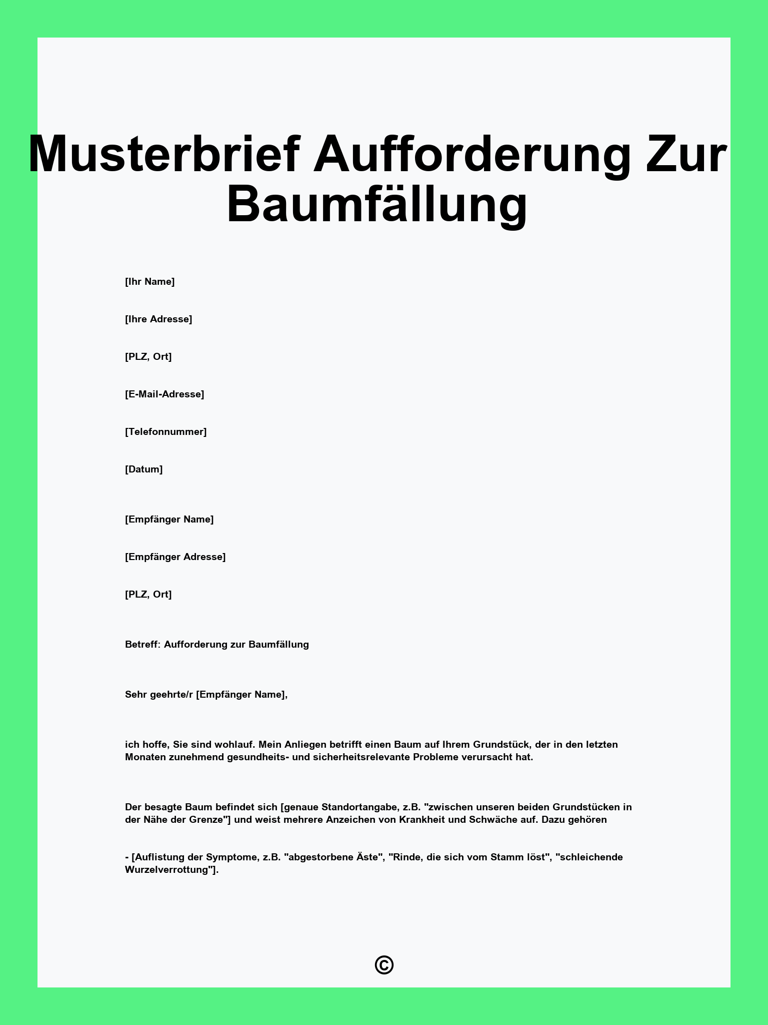 Musterbrief Aufforderung Zur Baumfällung