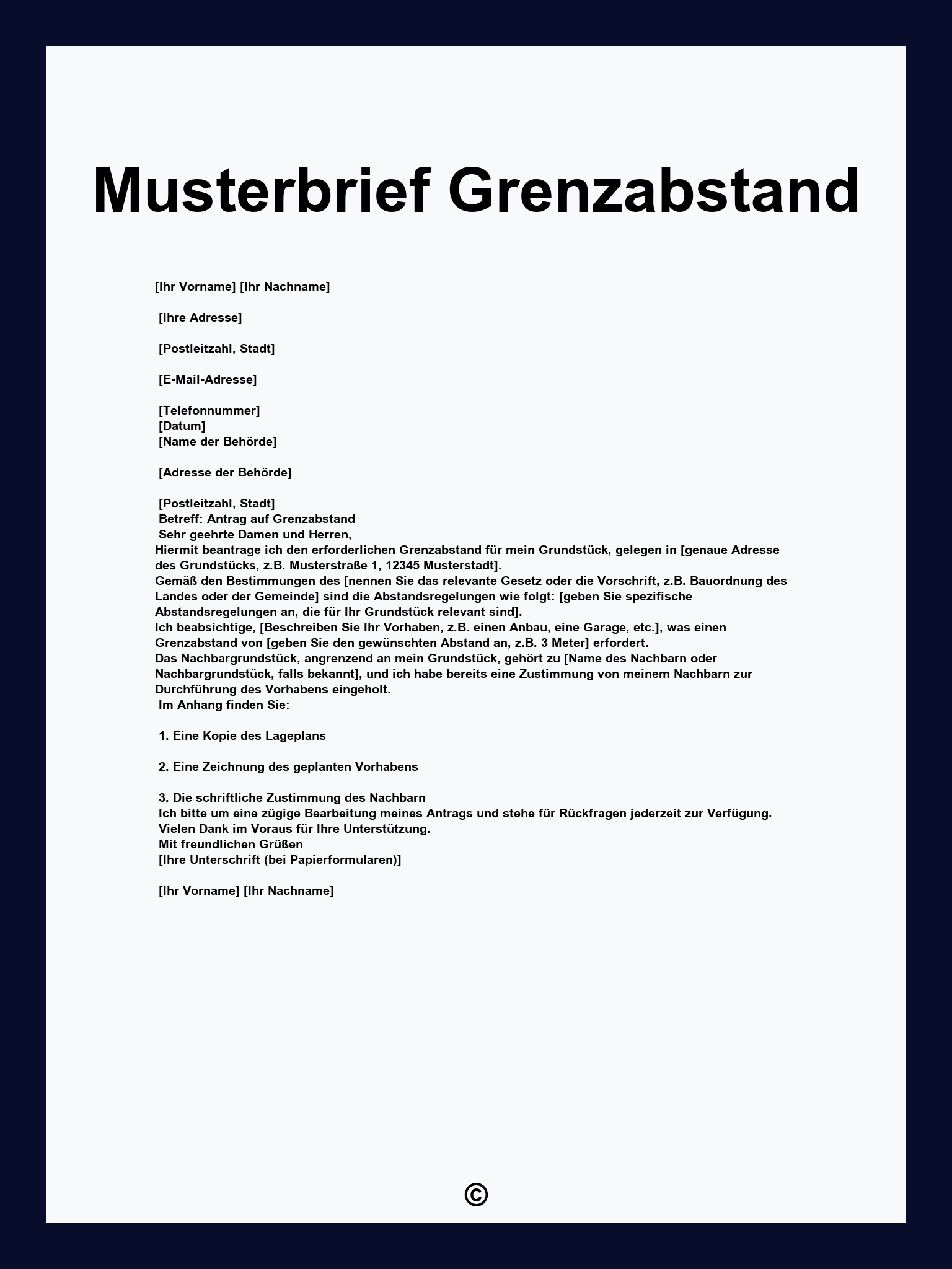 Musterbrief Grenzabstand