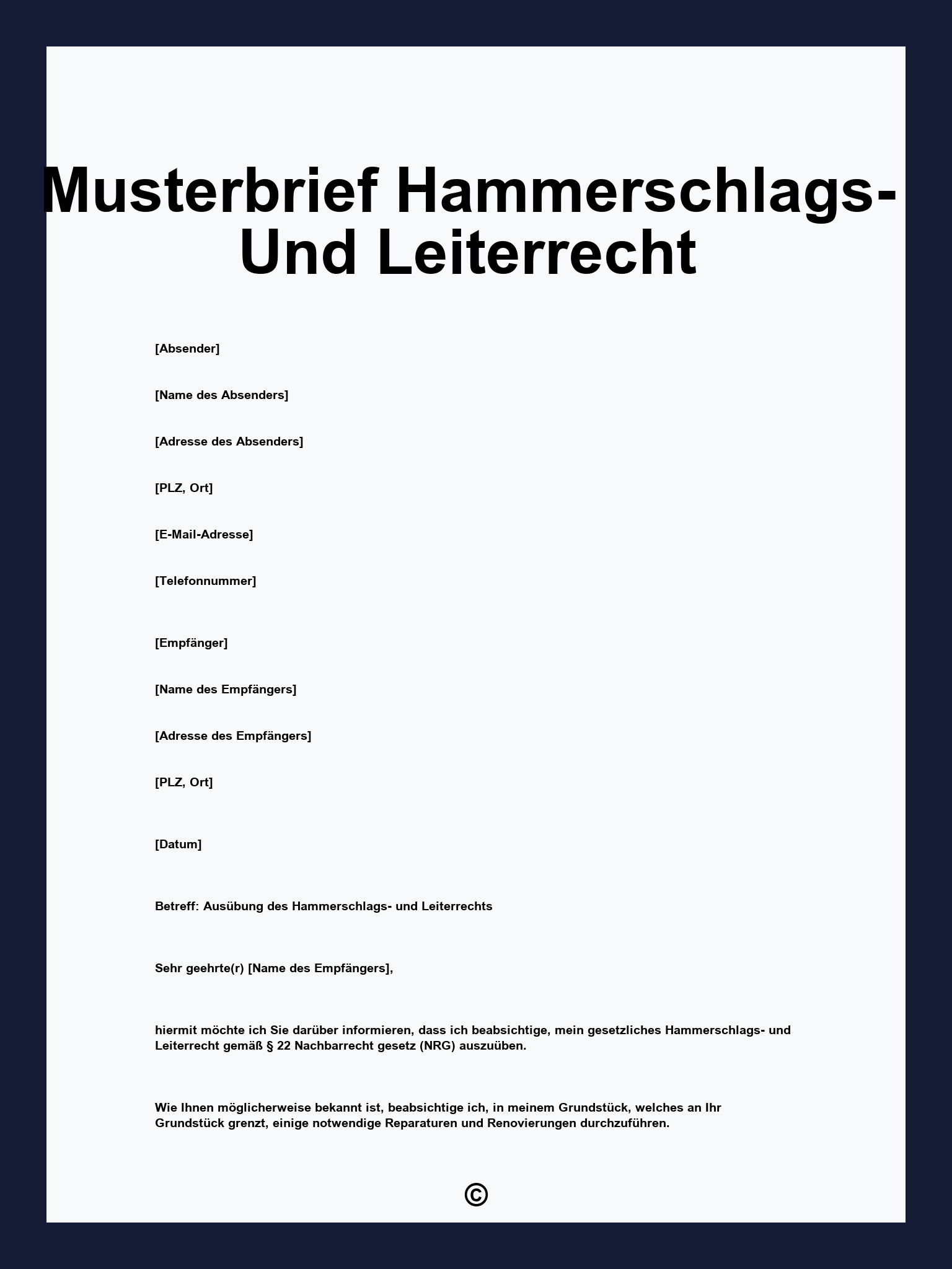 Musterbrief Hammerschlags- Und Leiterrecht