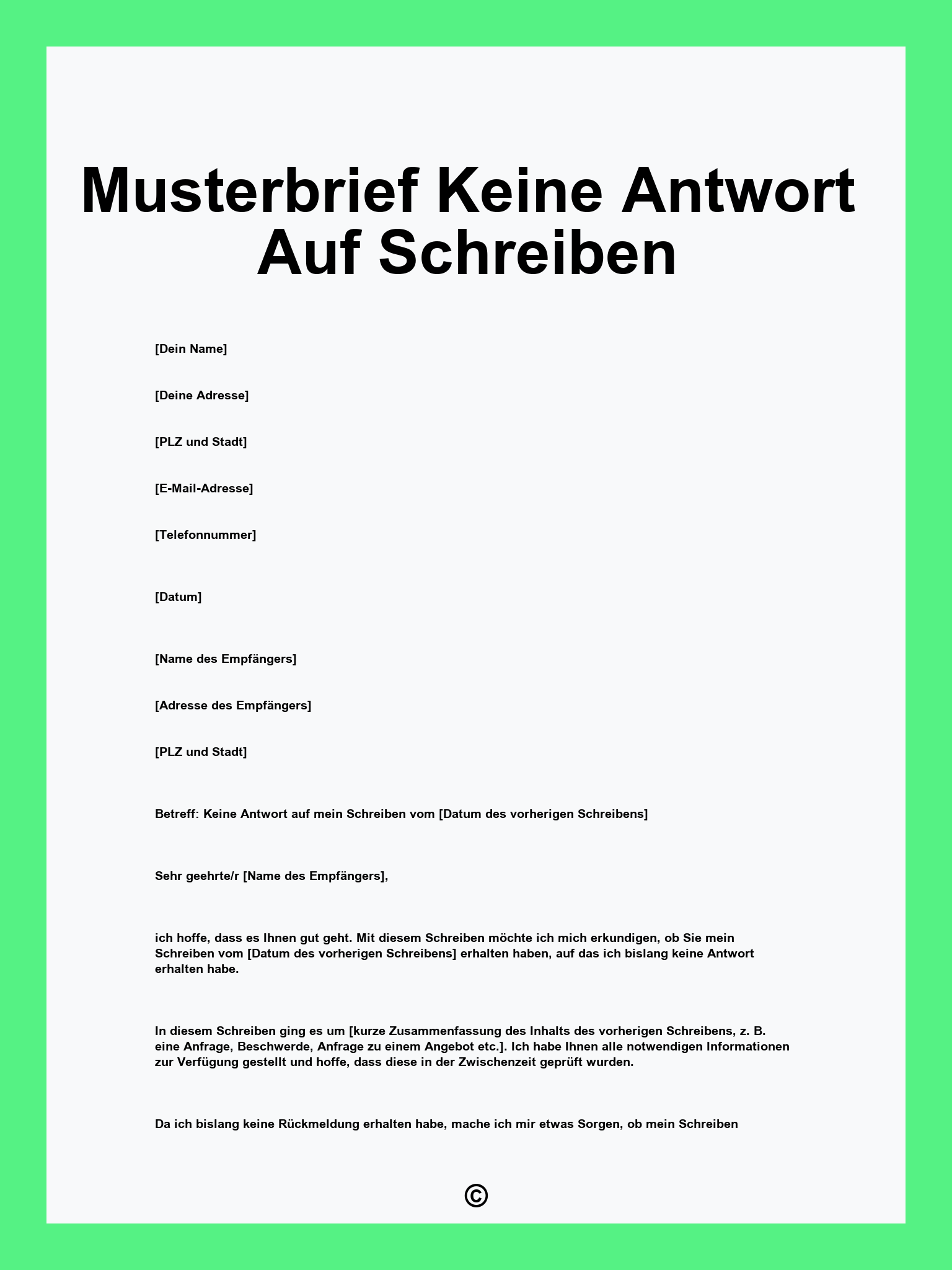 Musterbrief Keine Antwort Auf Schreiben