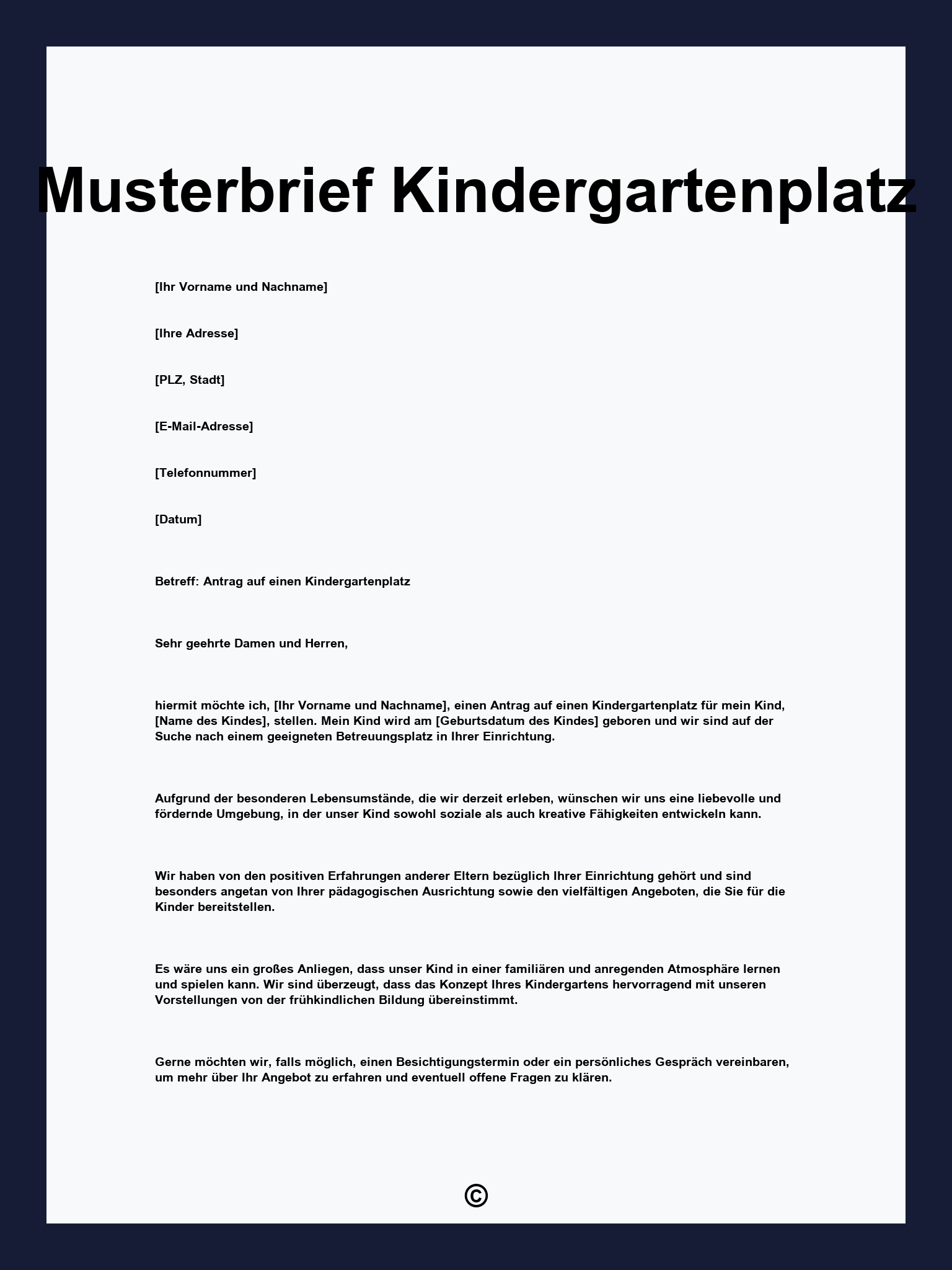 Musterbrief Kindergartenplatz