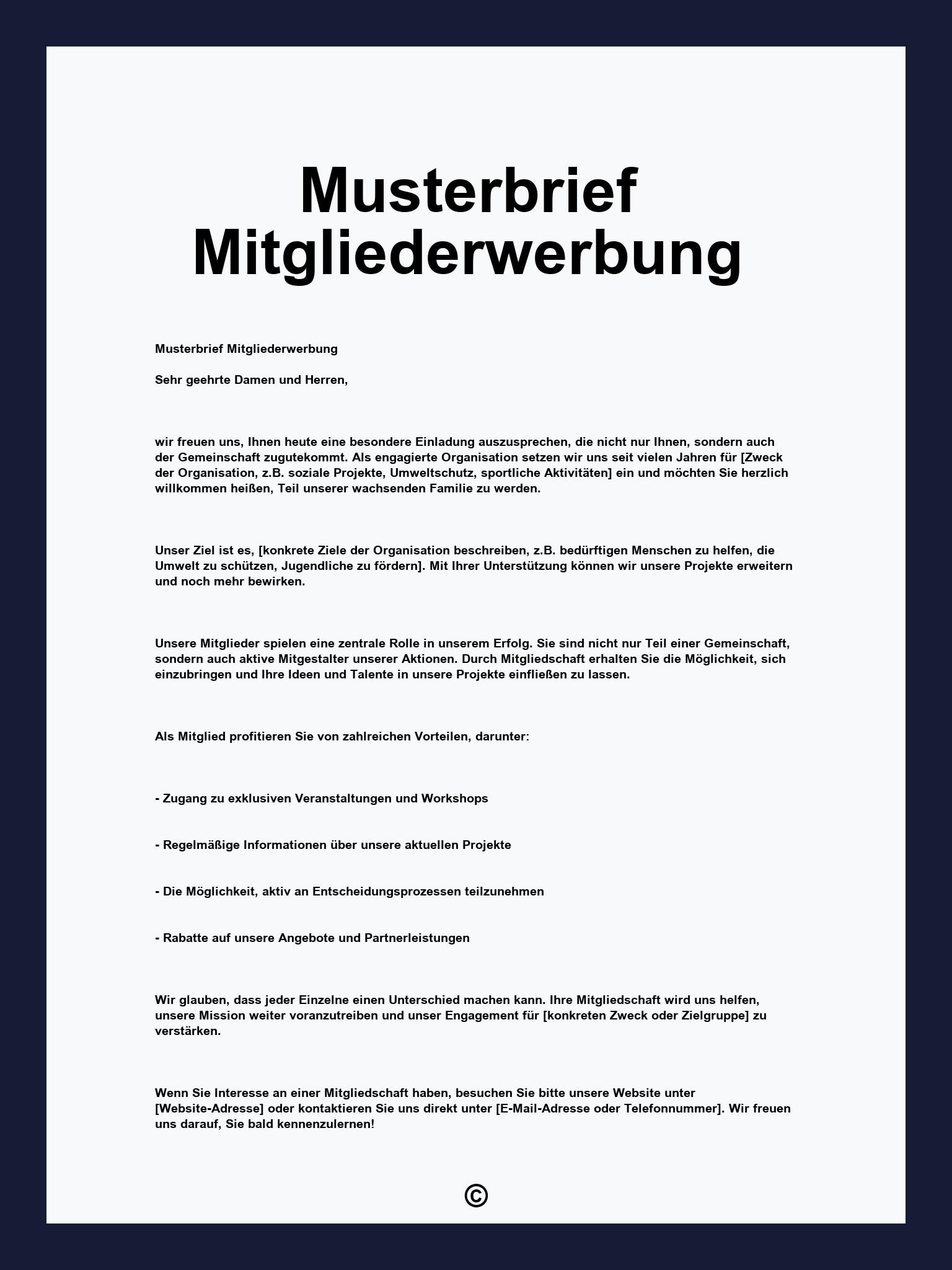 Musterbrief Mitgliederwerbung