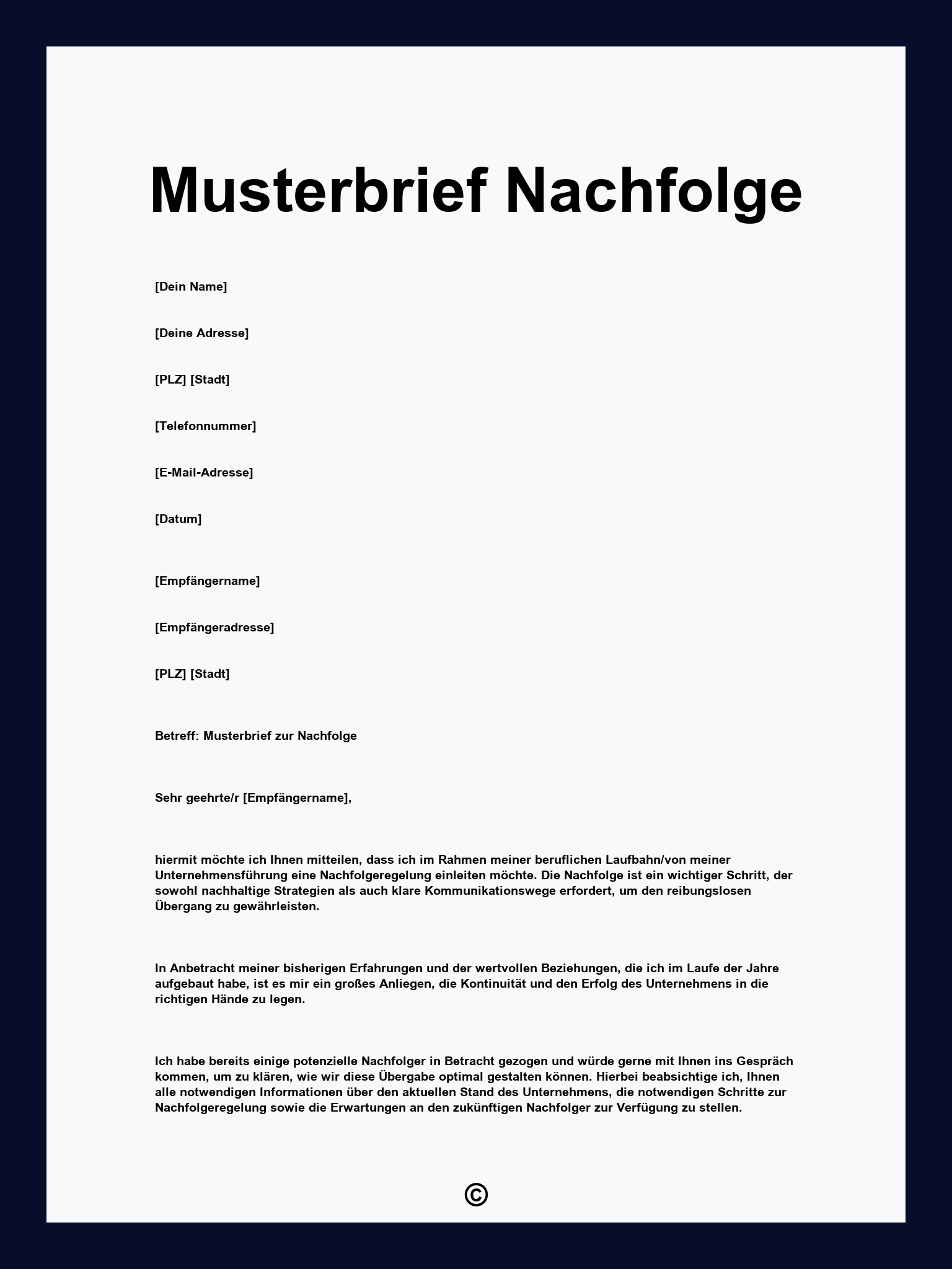 Musterbrief Nachfolge