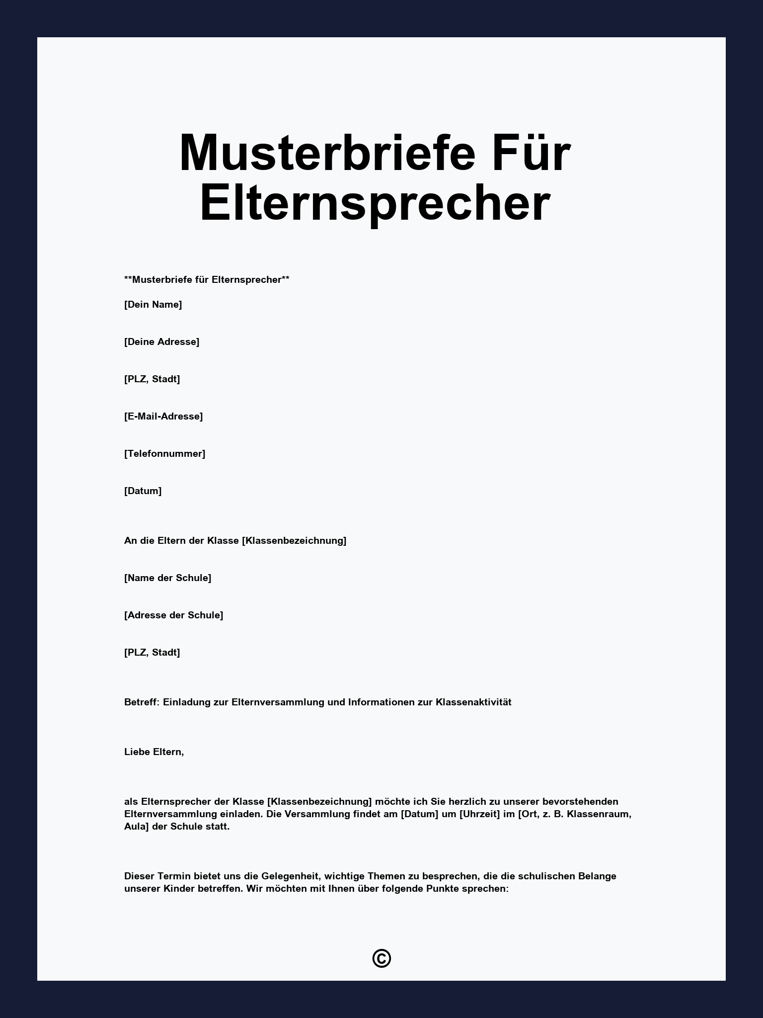 Musterbriefe Für Elternsprecher