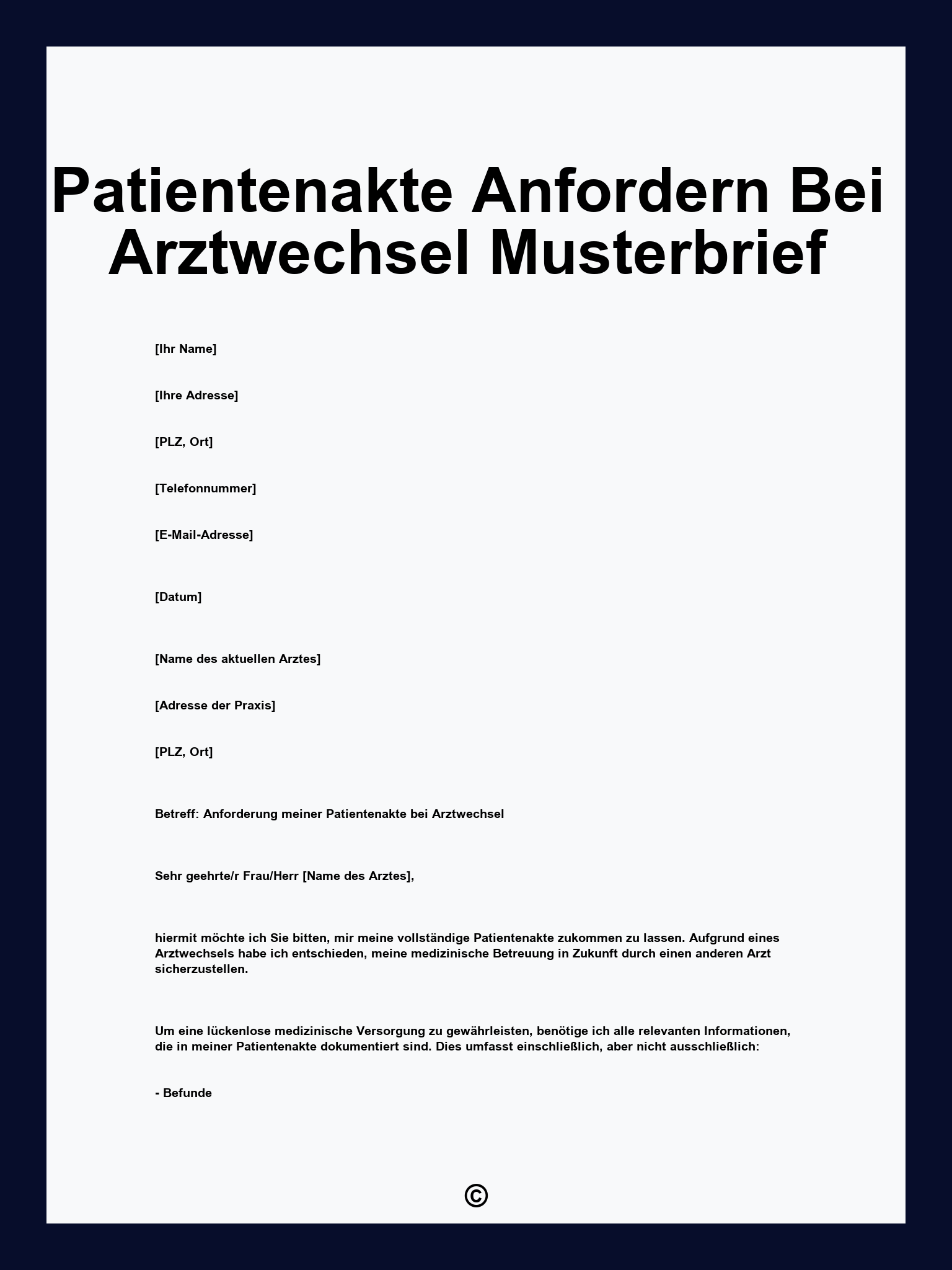 Patientenakte Anfordern Bei Arztwechsel Musterbrief