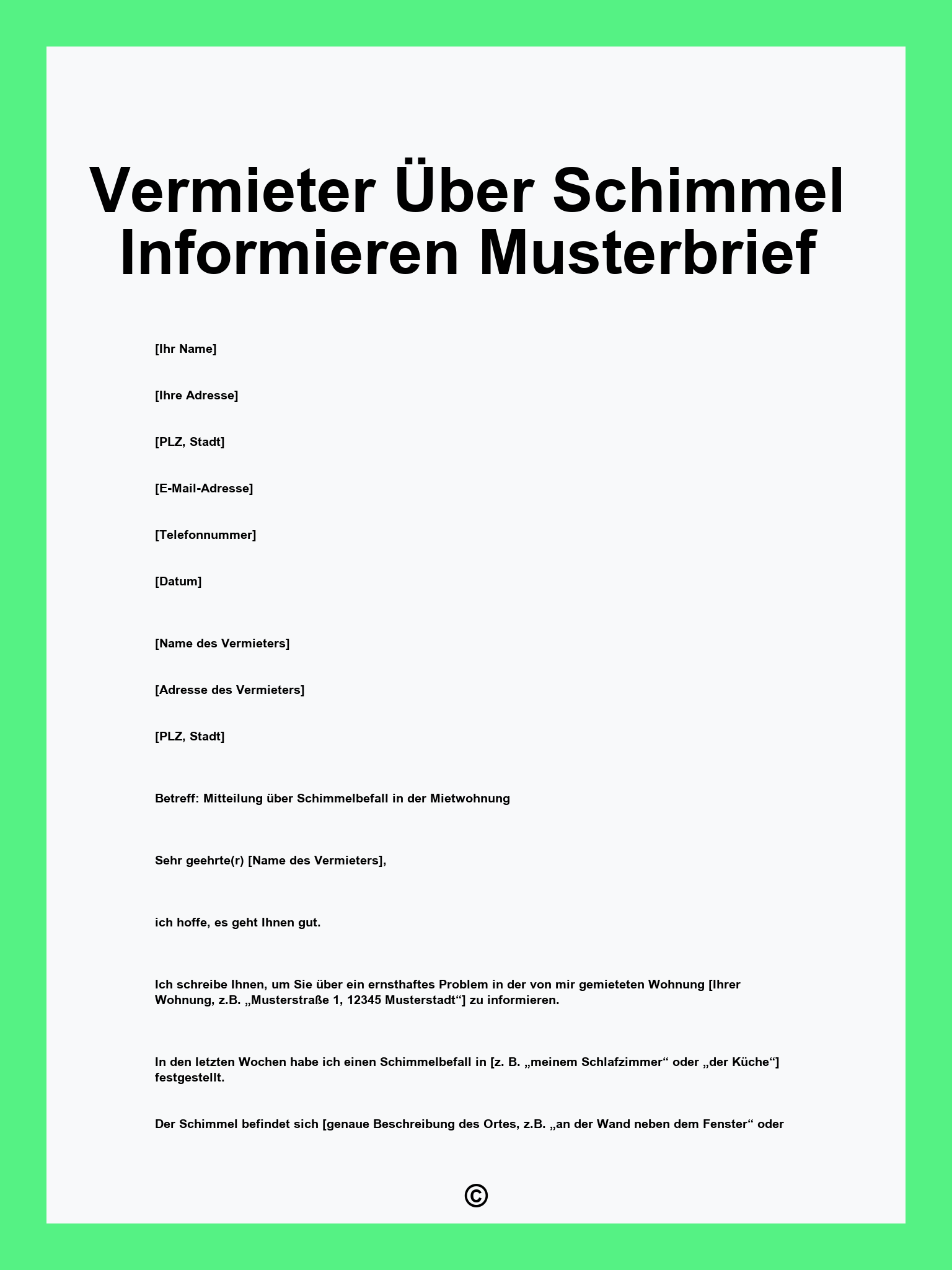 Vermieter Über Schimmel Informieren Musterbrief